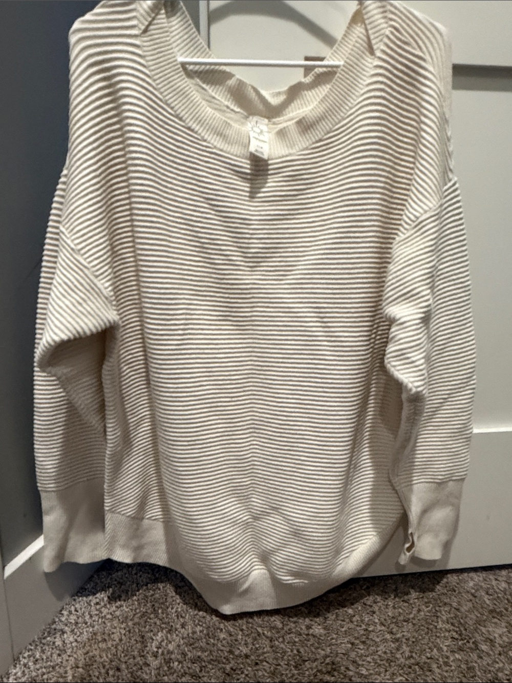 Cream Ribbed Knit Sweater - Picture 1 of 5